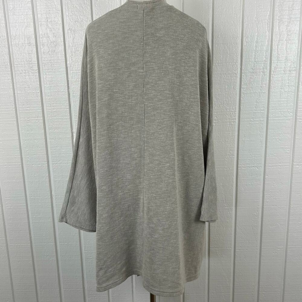 Donni Gray Ribbed Duster Cardigan OS Open Front Cozy Lounge Layer - Picture 7 of 7